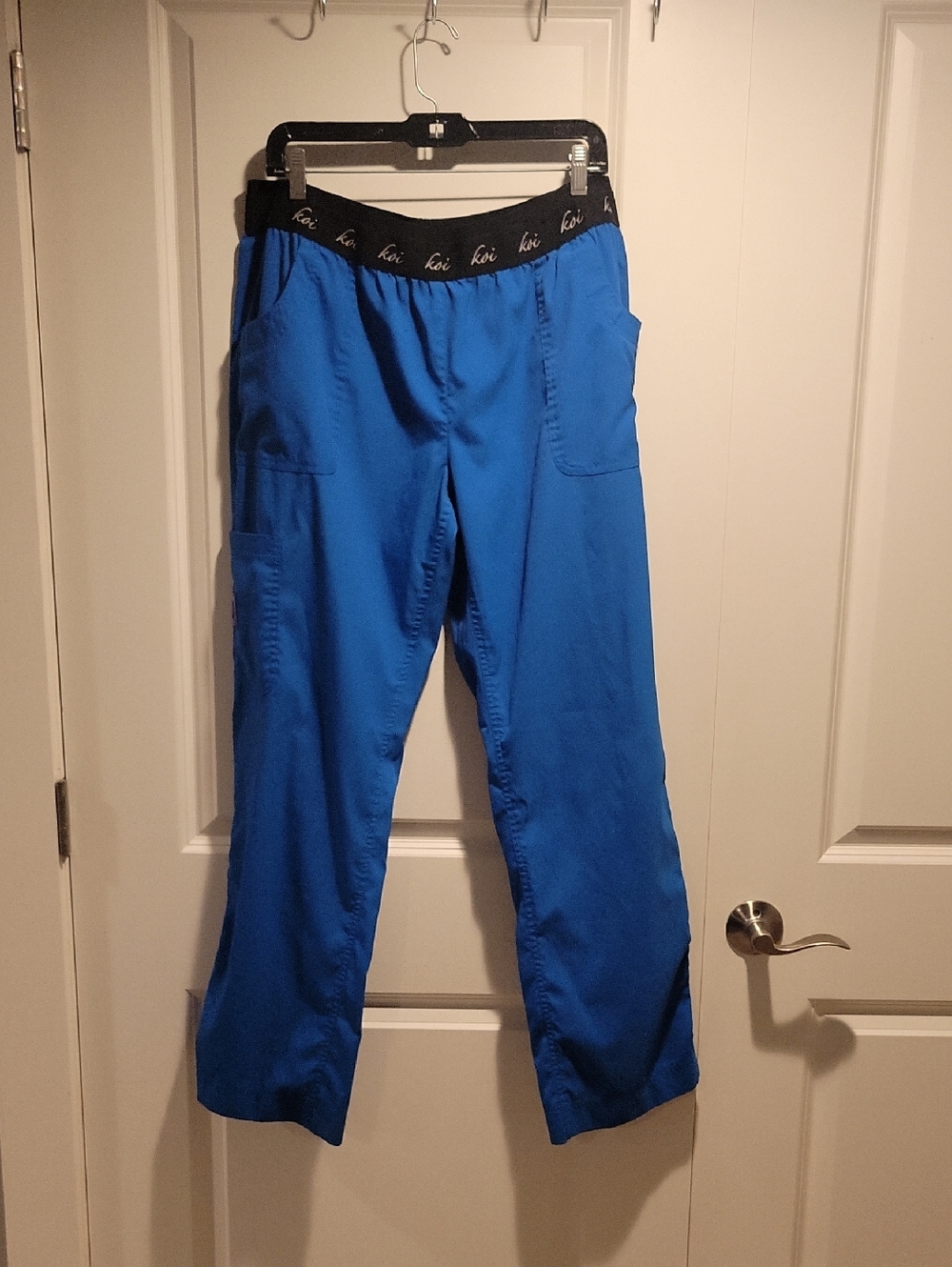 koi Lite Cargo Scrub Pants - Royal Blue with Black Waistband